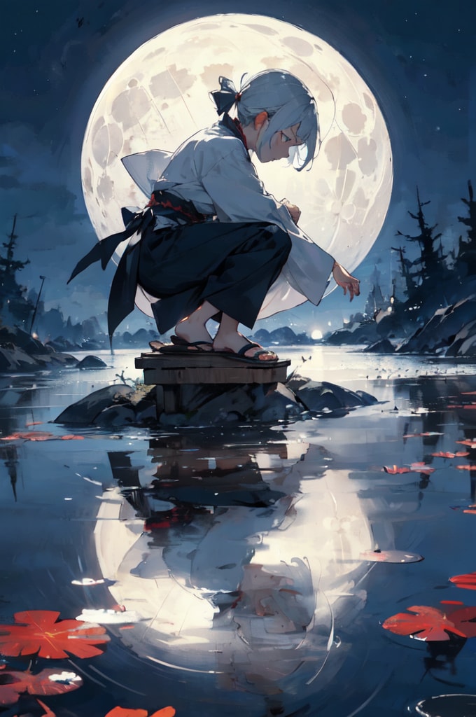 去る夜の月へ