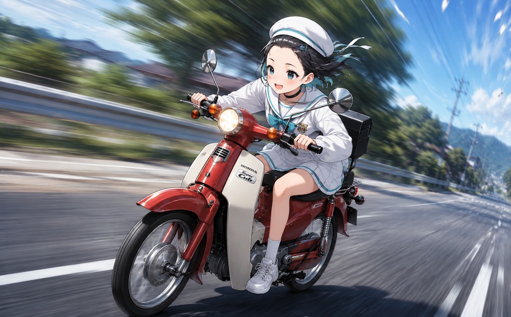 本田さんホンダのバイクで爆走！