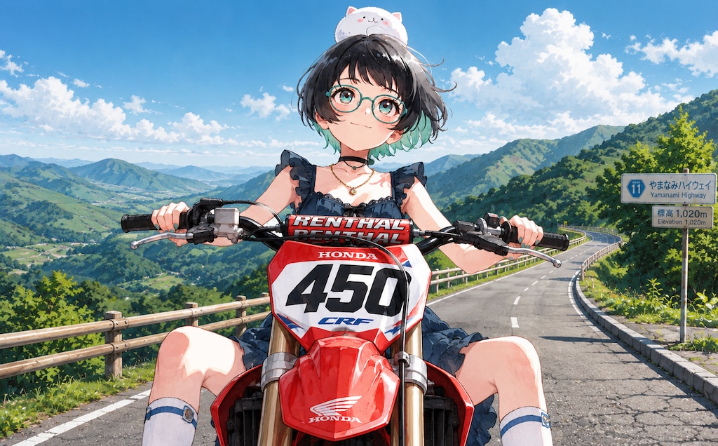 本田さんホンダのバイクで爆走！