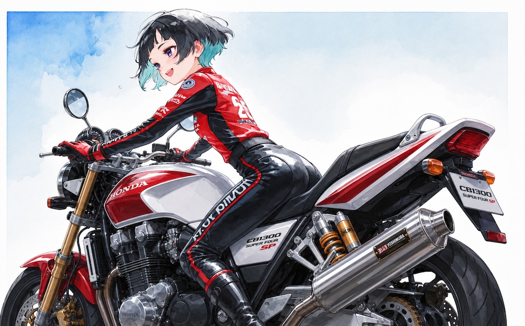 本田さんホンダのバイクで爆走！