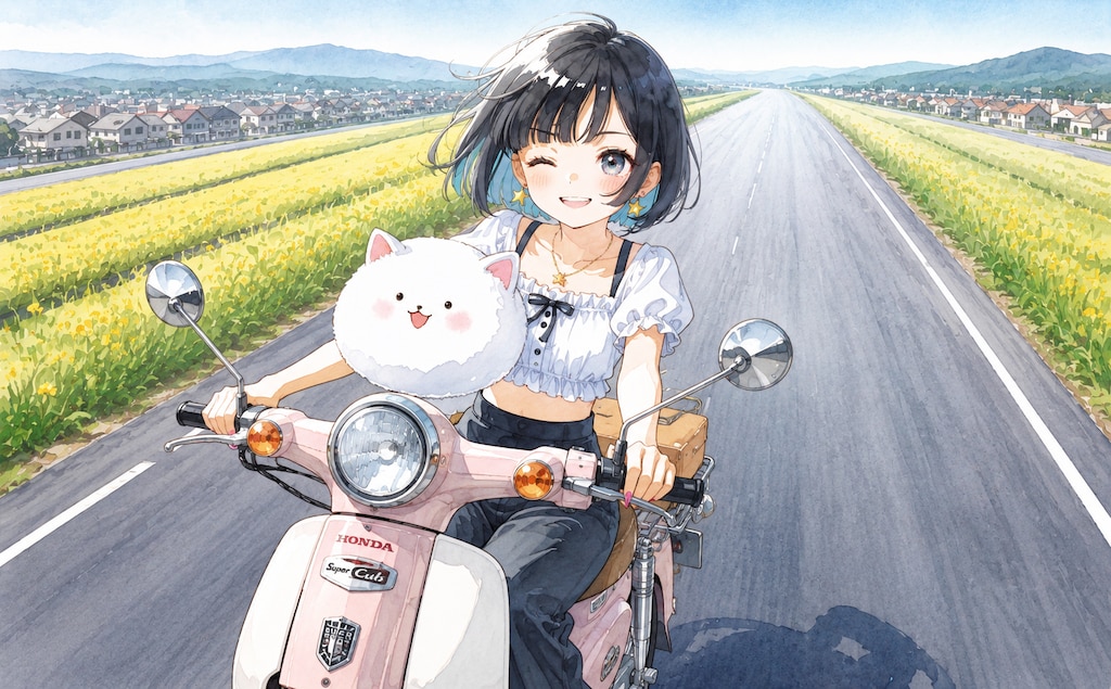本田さんホンダのバイクで爆走！