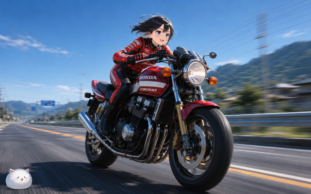 本田さんホンダのバイクで爆走！