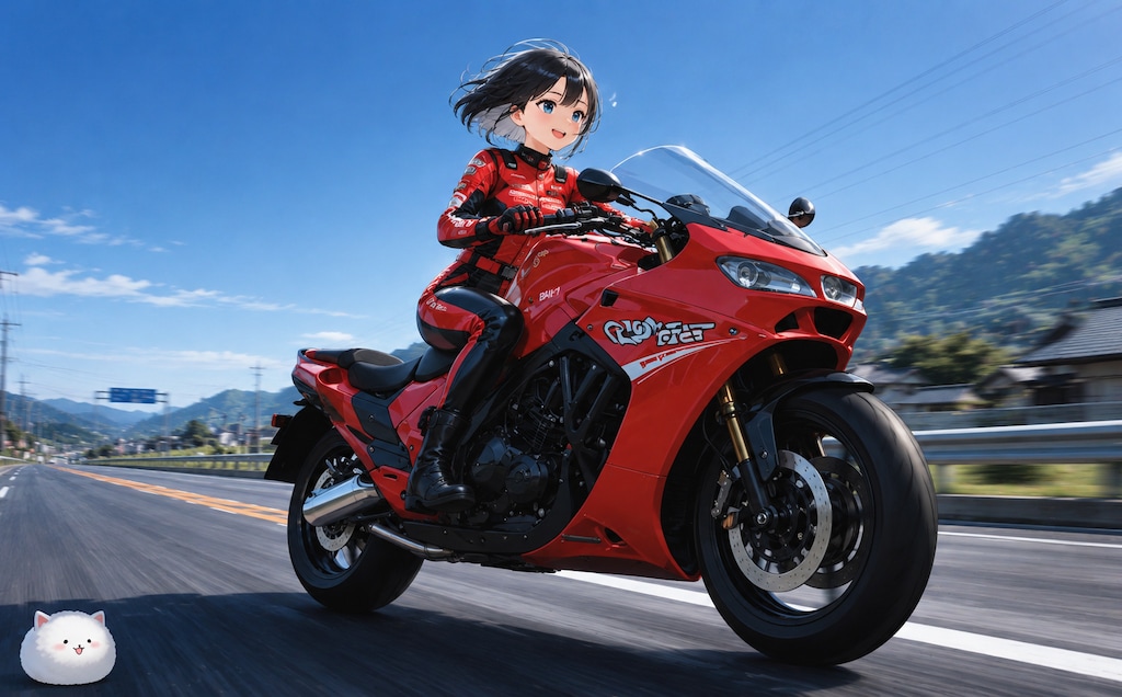 本田さんホンダのバイクで爆走！