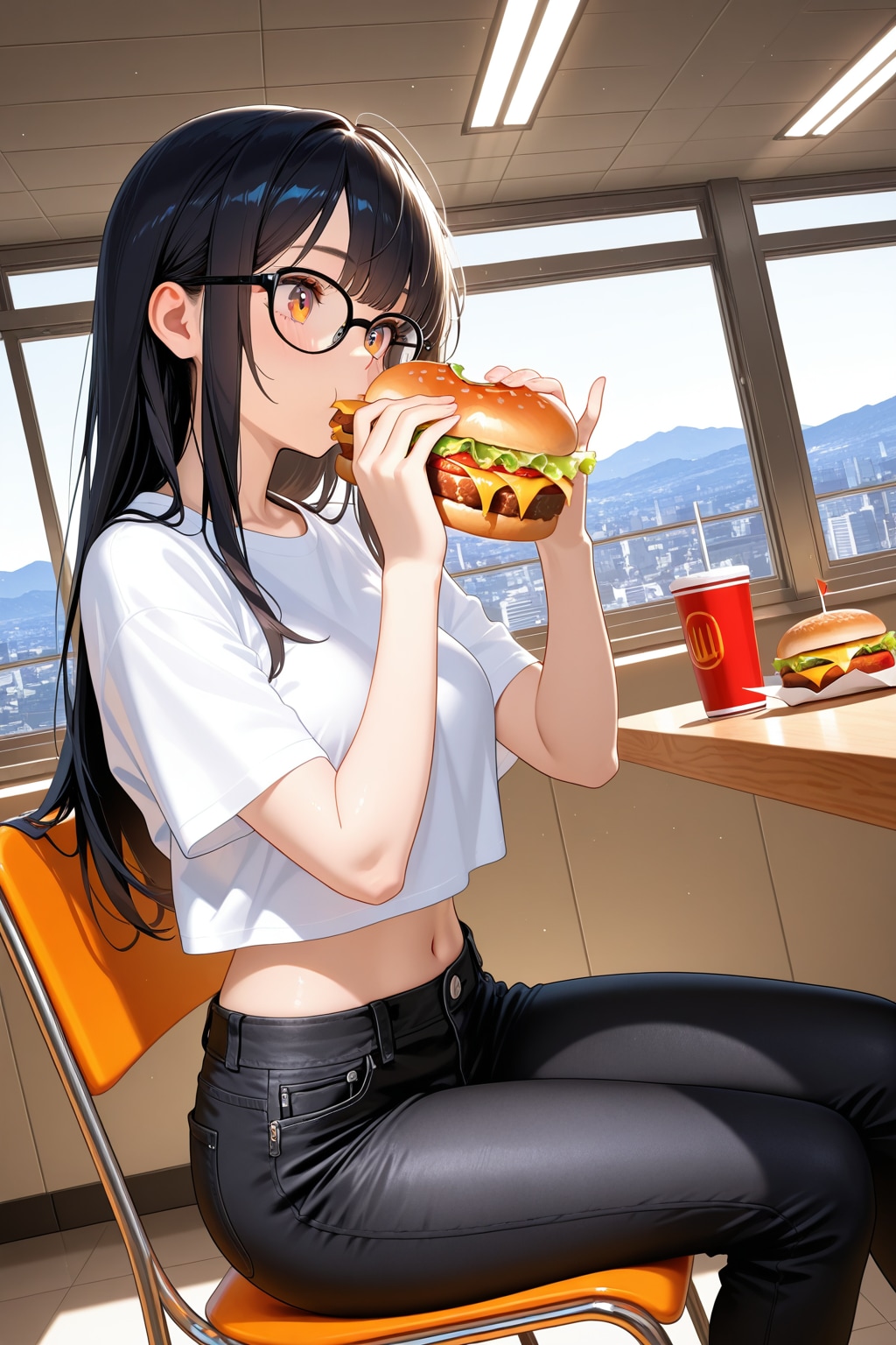 ハンバーガーのランチ | の人気AIイラスト・グラビア