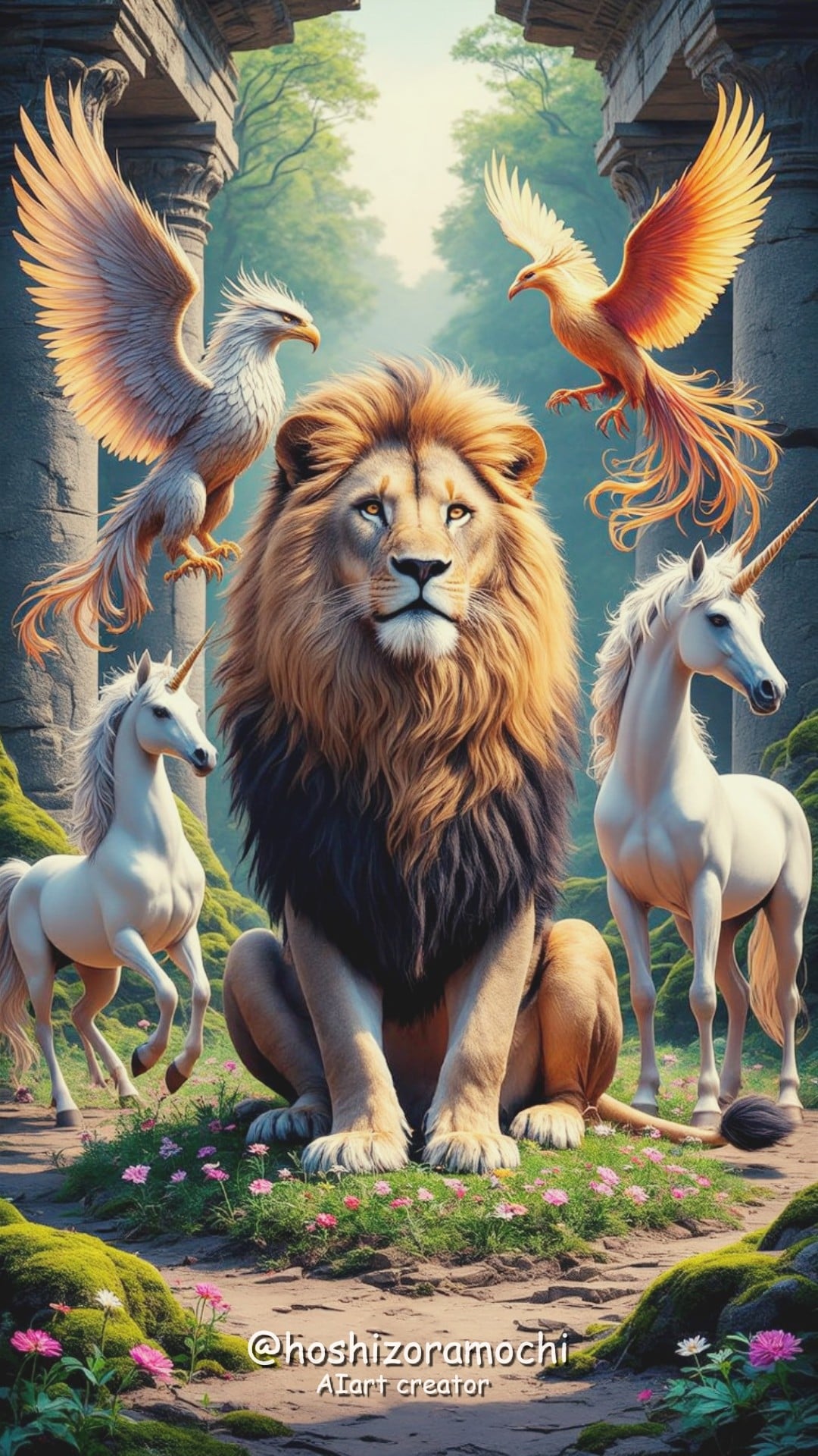 生命の織り成す神話：聖なる獣たちの魂の肖像🦁 | の人気AIイラスト・グラビア