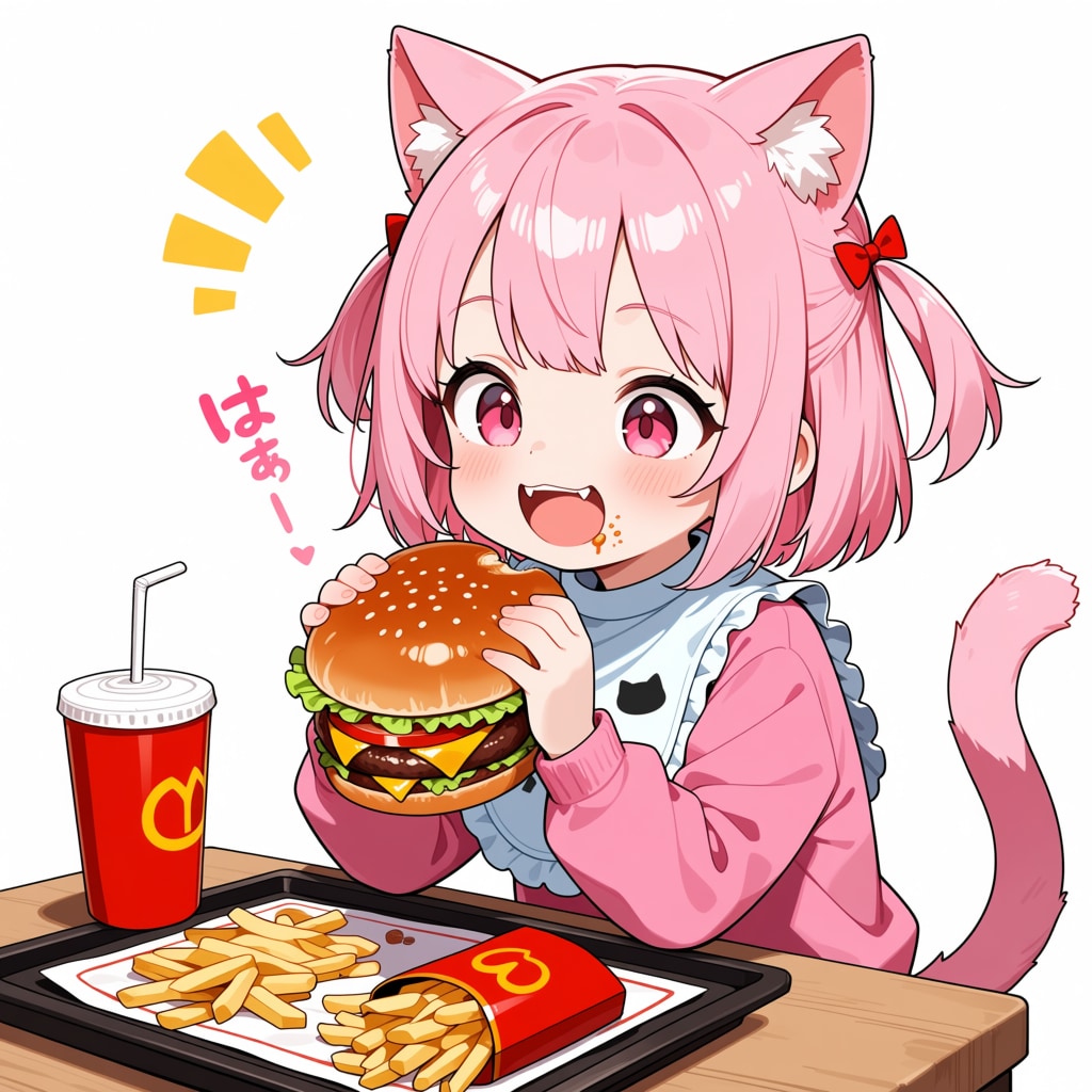 ねこちゃんとハンバーガー