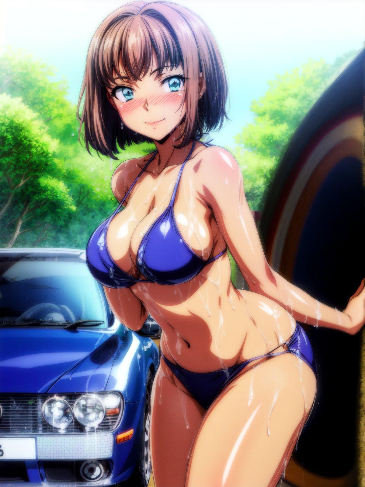 洗車する時はビキニよね🎵