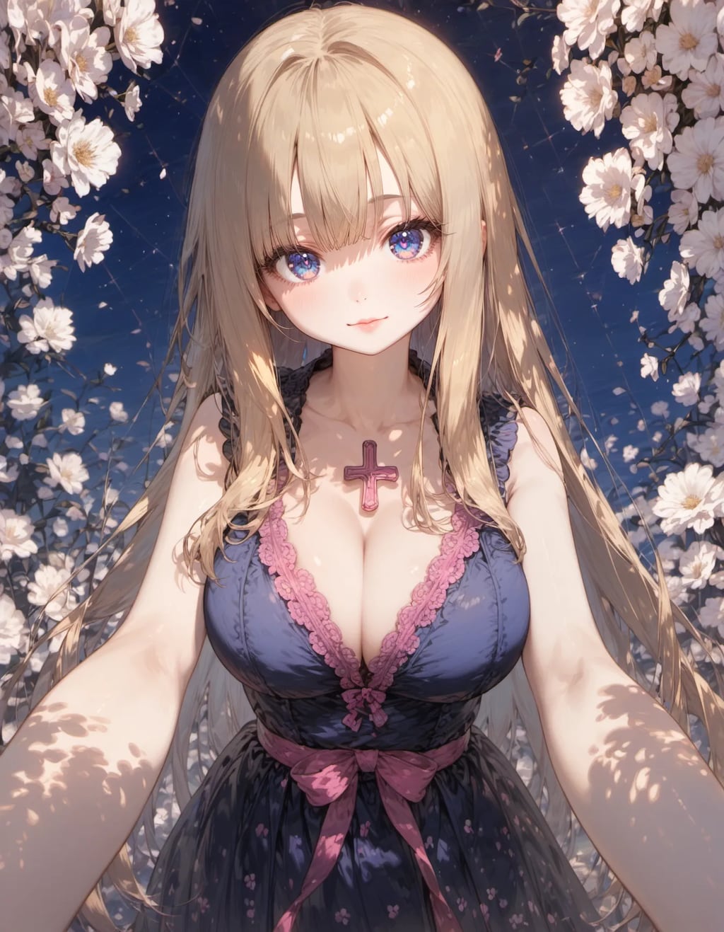 Midnight Petals and Violet Eyes