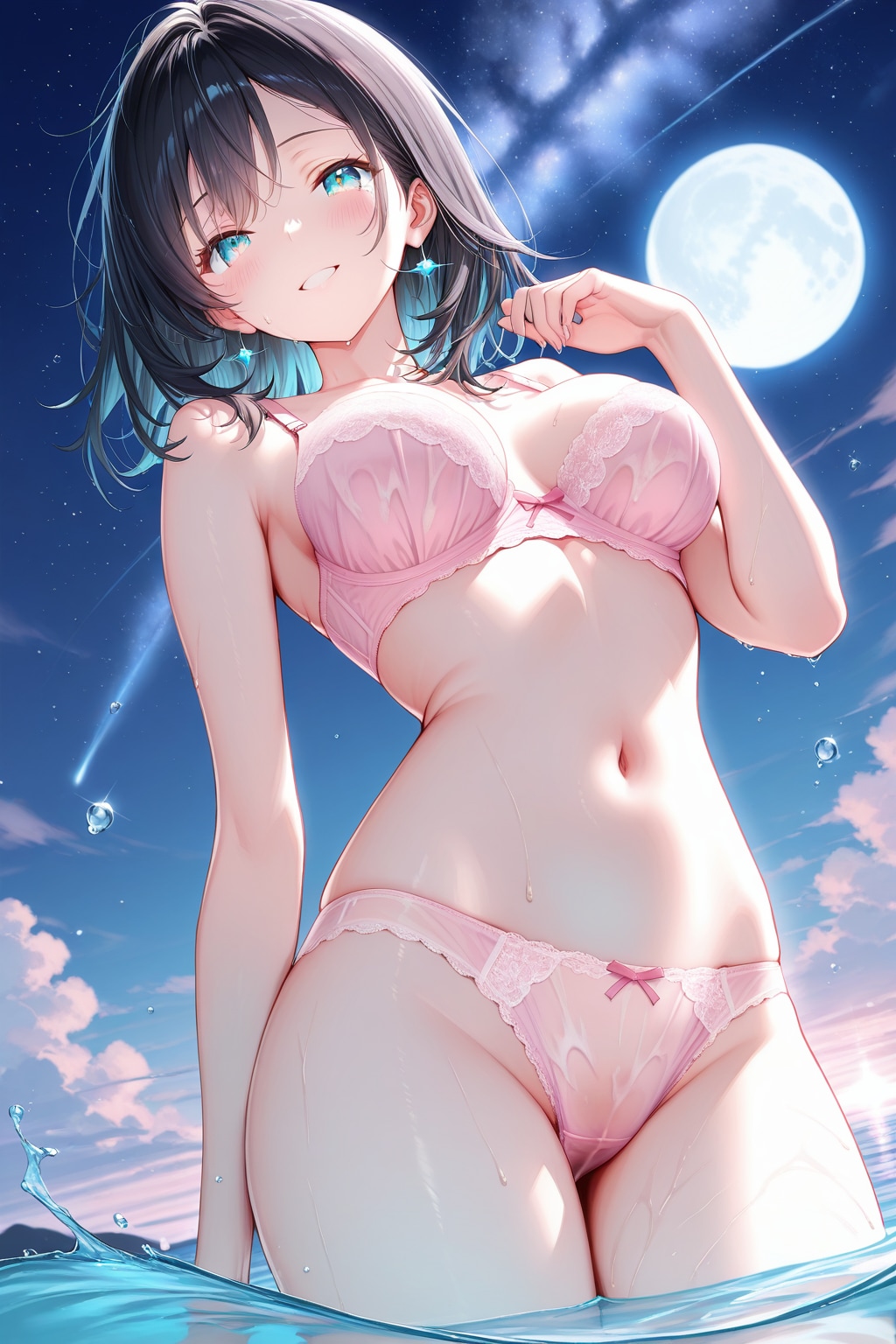 夜の海にて