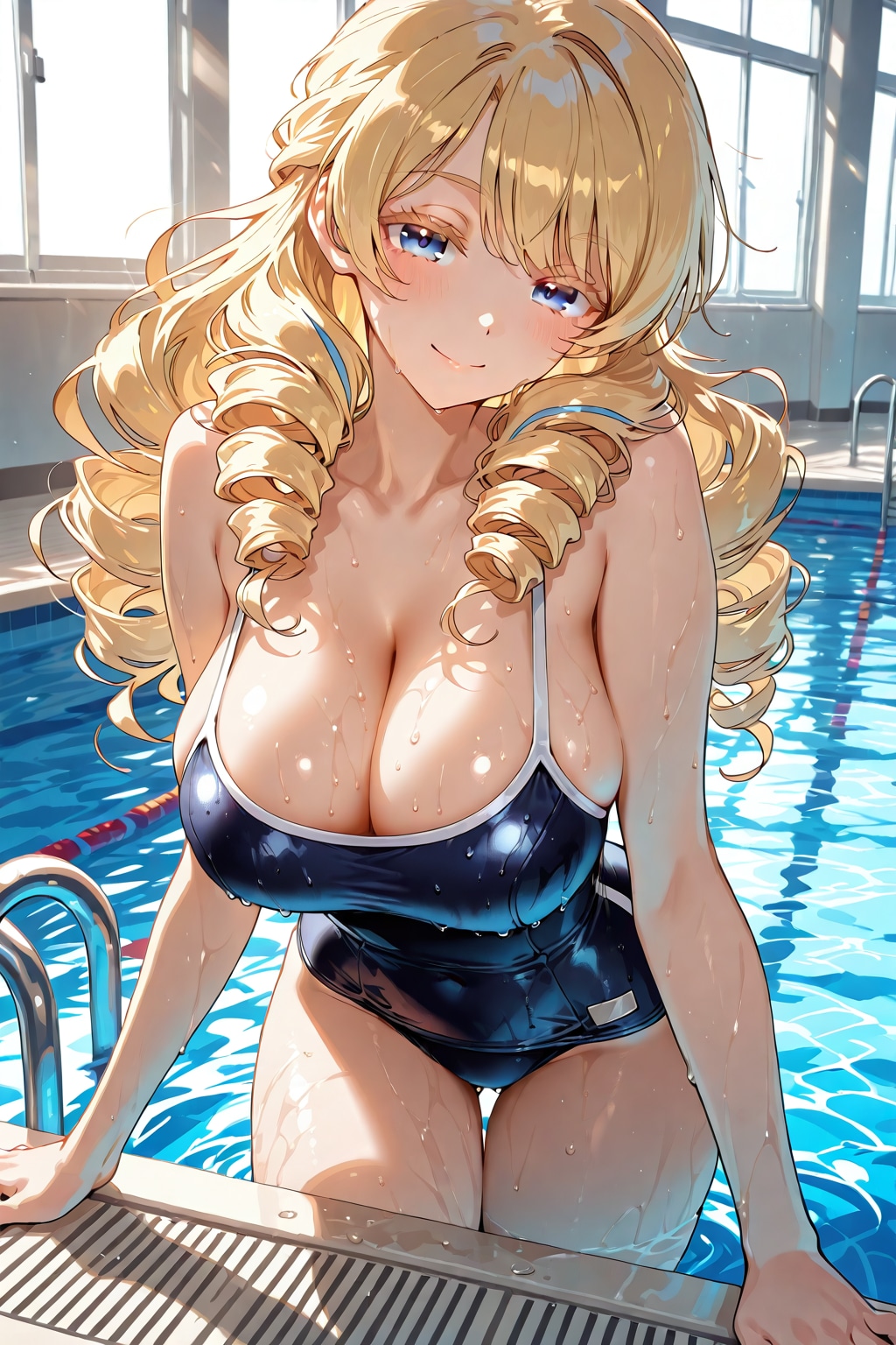 プールでスクール水着編