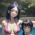 仲良し母娘の水遊び 3枚目