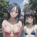 仲良し母娘の水遊び 2枚目