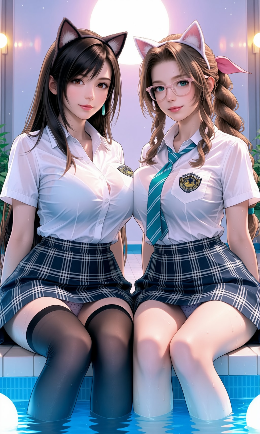 水泳部員ティファ＆エアリスの足湯