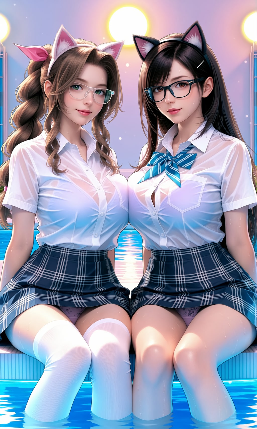 水泳部員ティファ＆エアリスの足湯