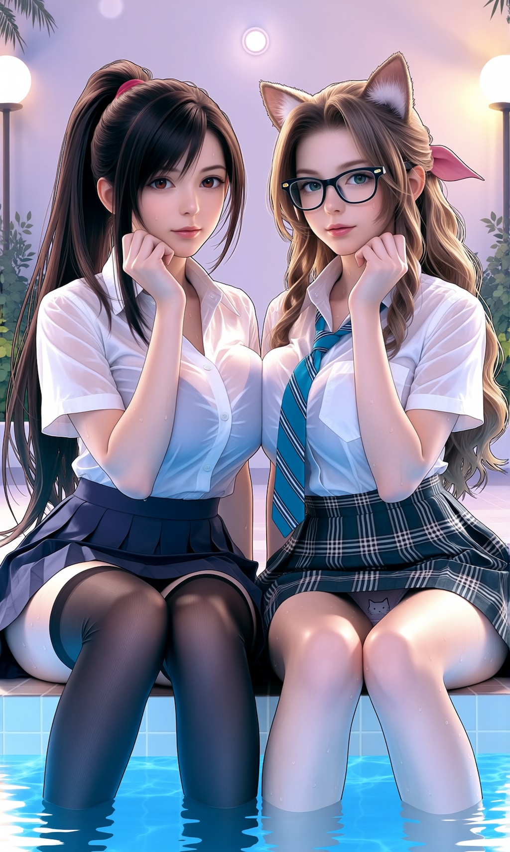 水泳部員ティファ＆エアリスの足湯