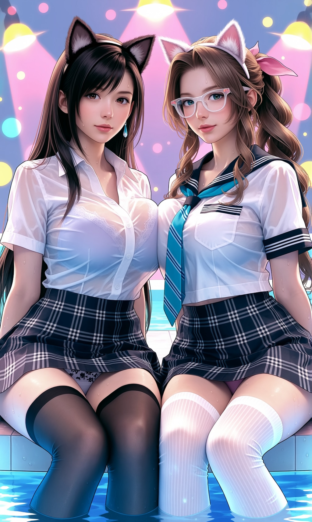 水泳部員ティファ＆エアリスの足湯
