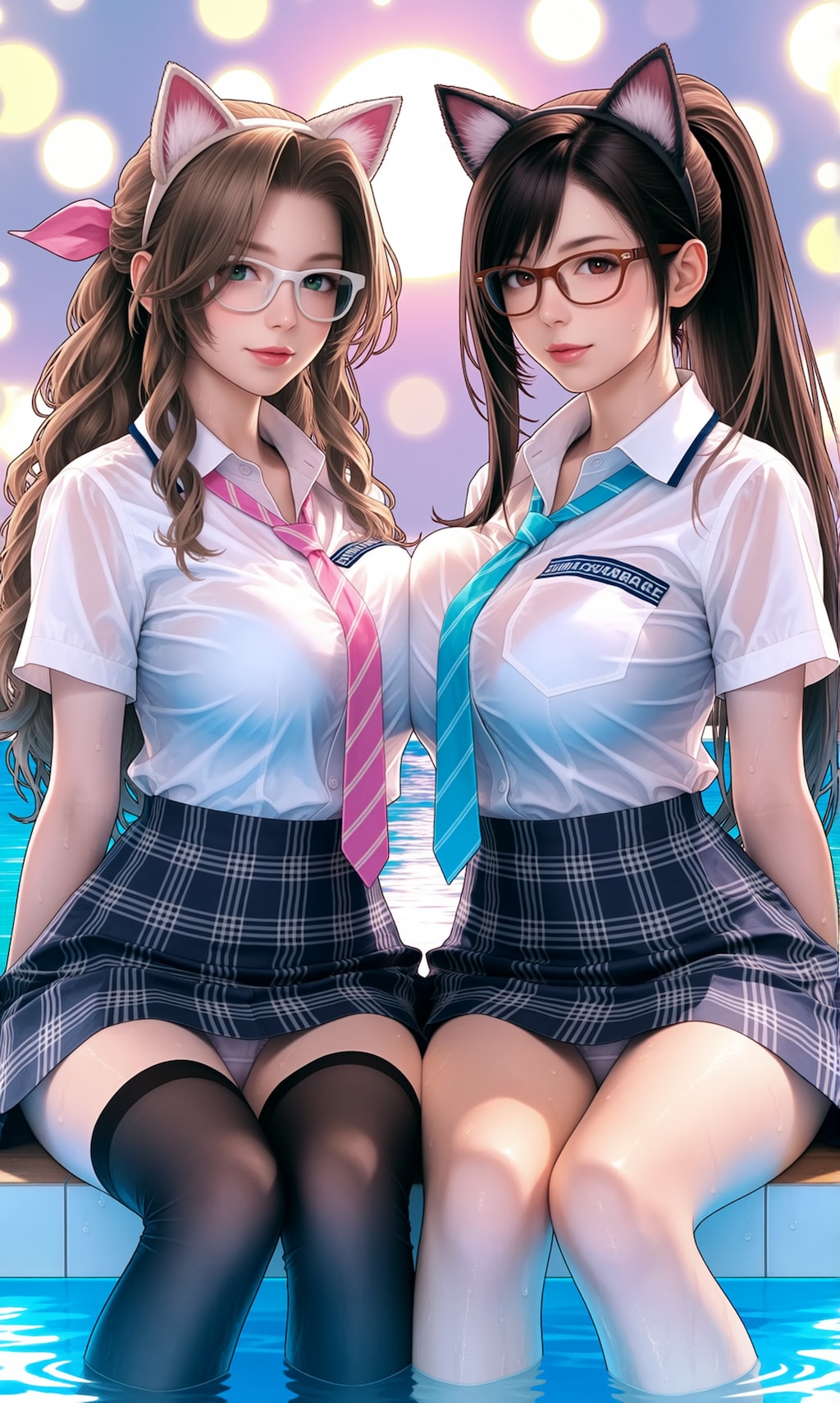 水泳部員ティファ＆エアリスの足湯