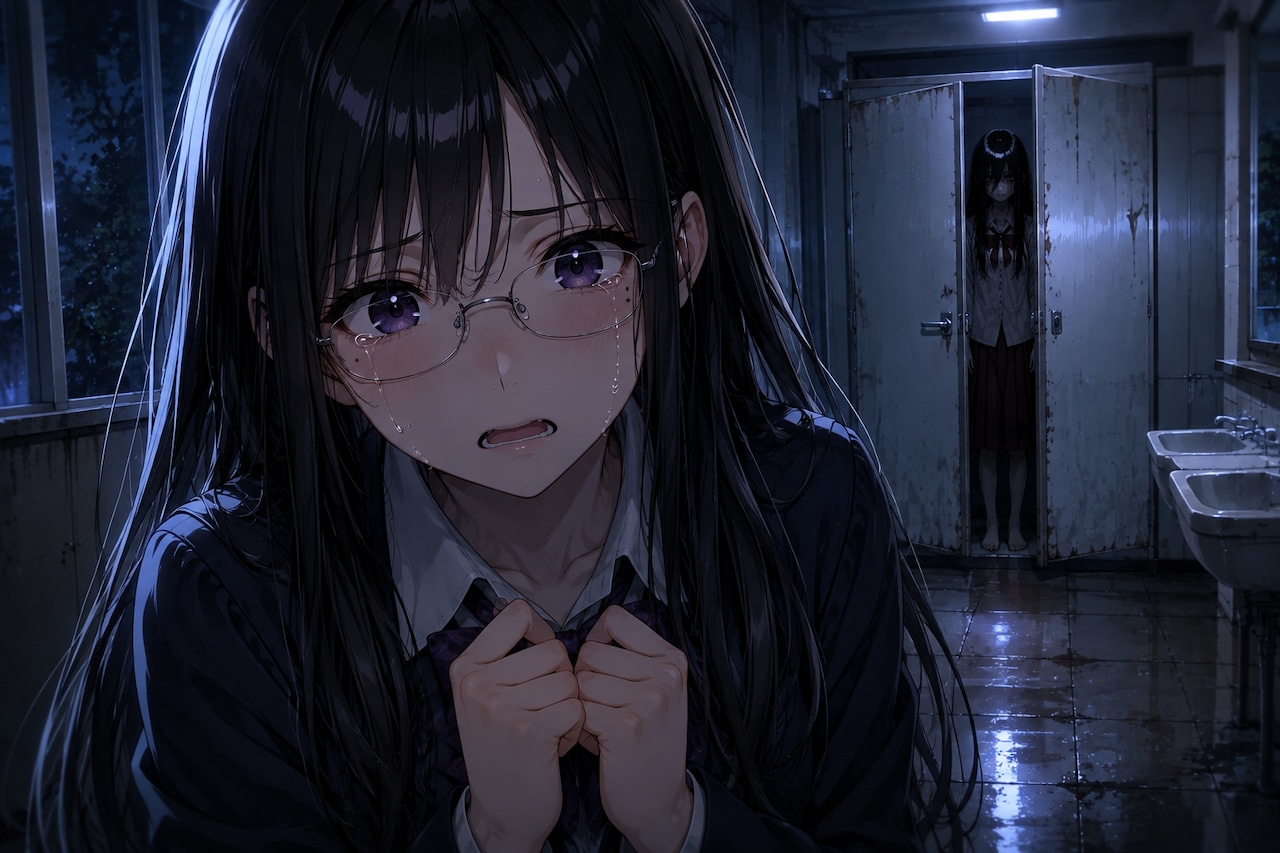 トイレの花子さんと黒髪メガネ | の人気AIイラスト・グラビア