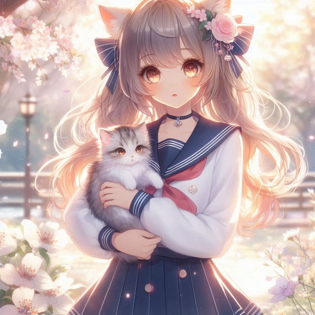 猫と猫耳少女(DALL-E)