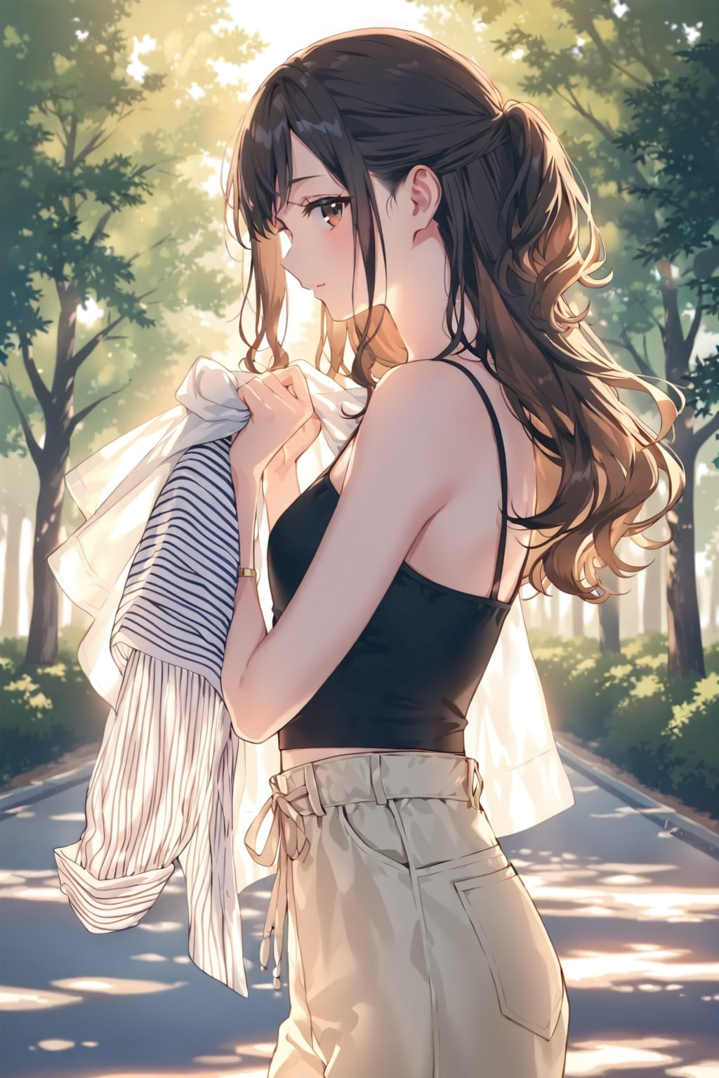 暑いのでシャツを脱いだ