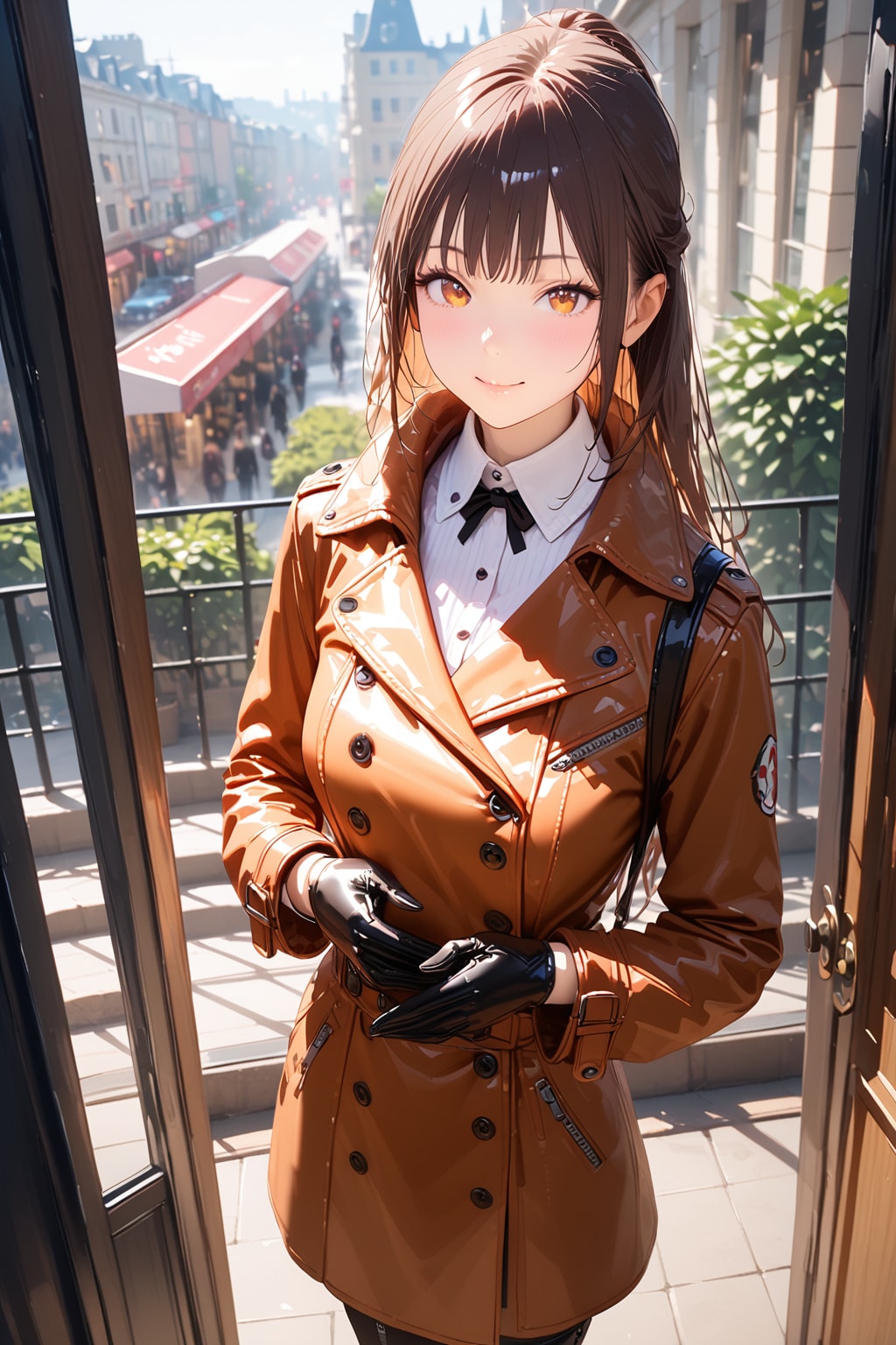 レザーのトレンチコート