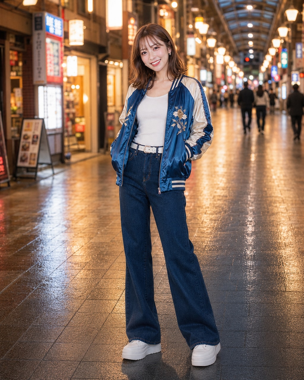 スカジャンを着た女性