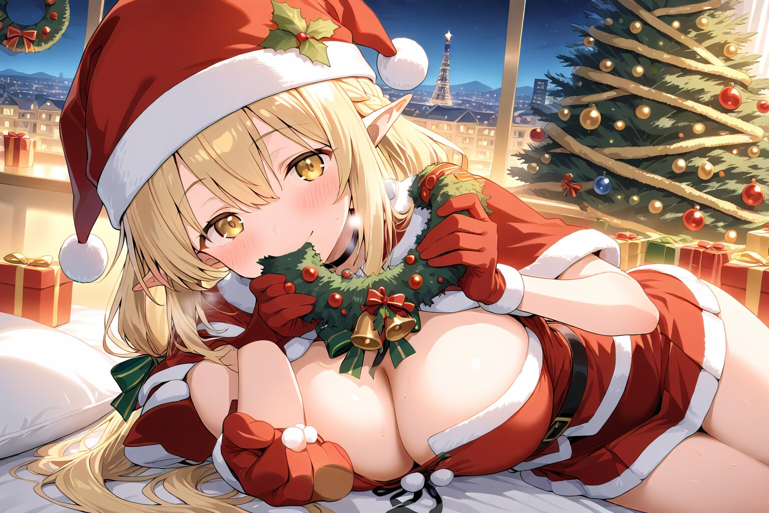 サンタ娘とリース飾り