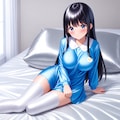 空色サテンスモック白サイハイソックス 7枚目