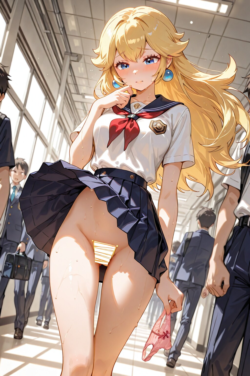 廊下と生徒とパンツと