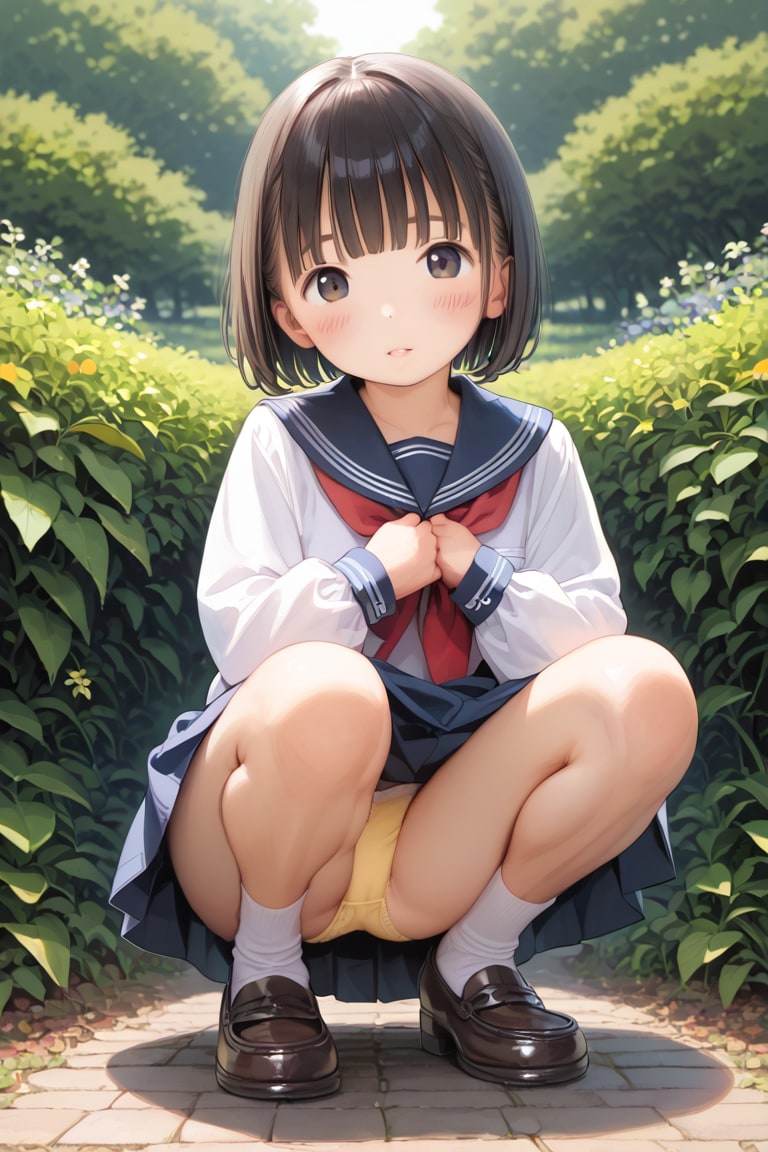 【サンプル】セーラー服〇リJ〇ちゃんたちが公園でしゃがみパンチラ（6枚）