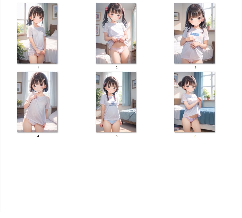 【サンプル】〇リ〇ちゃんたちのＴシャツ＆パンツ姿（６枚）