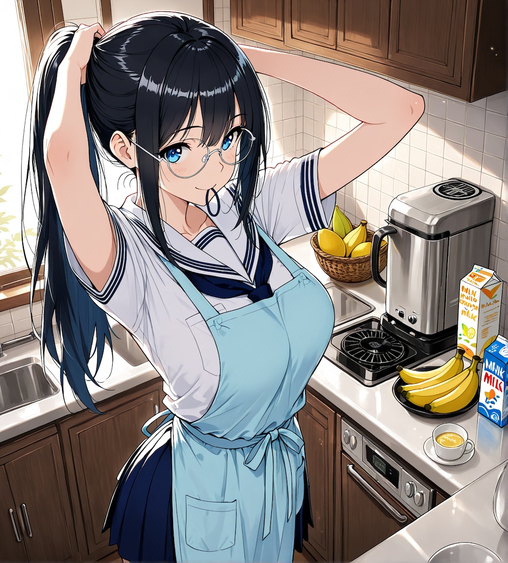 朝食にスムージー作ってくれるしおりちゃん