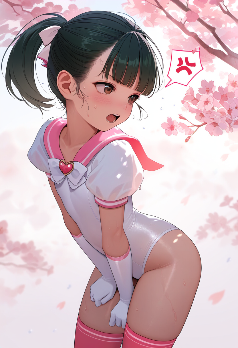 えっちな怪人さんを叱るポニテちゃん