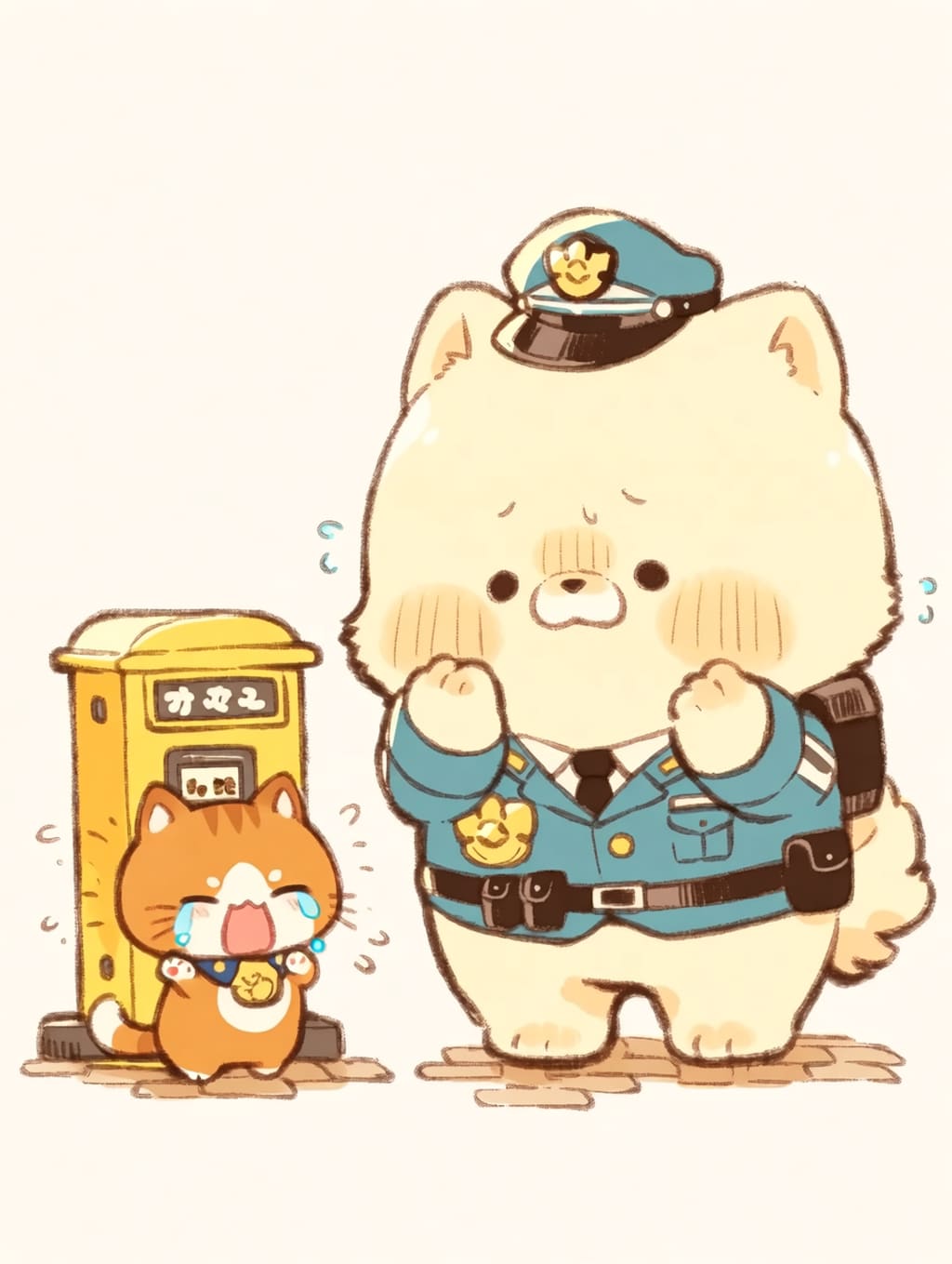 迷子の子猫と犬のポリスメン