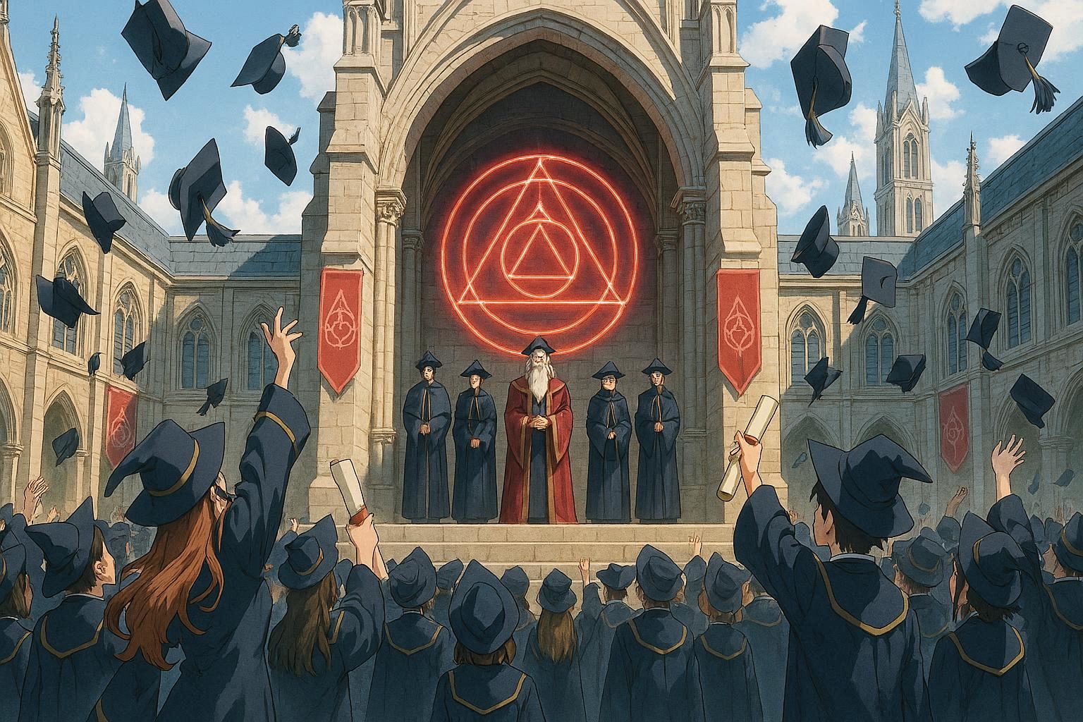 ファンタジーアカデミーの卒業式 | の人気AIイラスト・グラビア