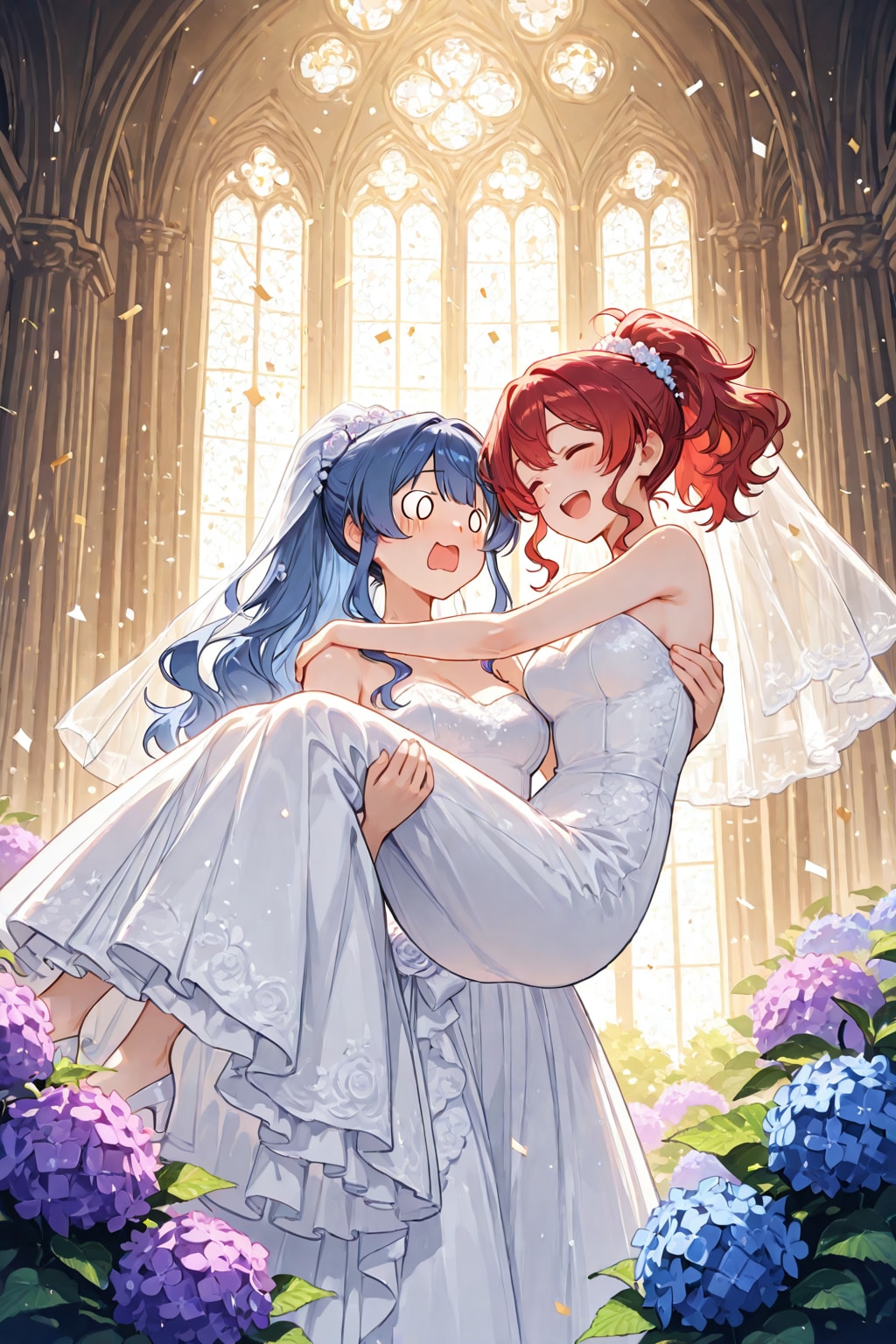 お姫様抱っこする花嫁ちゃん達