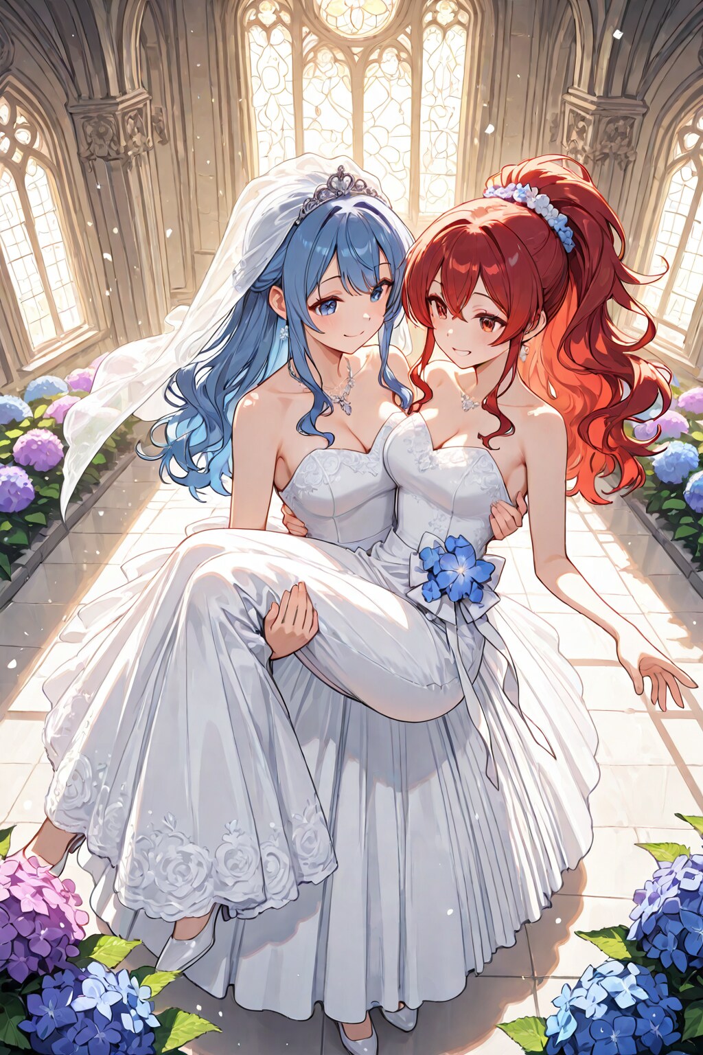 お姫様抱っこする花嫁ちゃん達