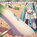 ボカロ　初音ミク　ネギの収穫風景？ 6枚目