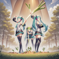 ボカロ　初音ミク　ネギの収穫風景？ 2枚目