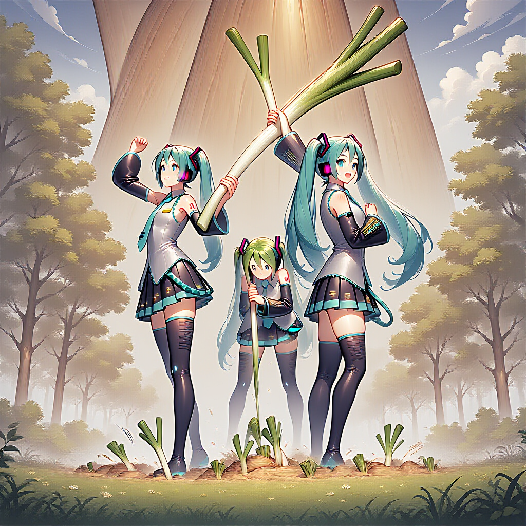 ボカロ　初音ミク　ネギの収穫風景？