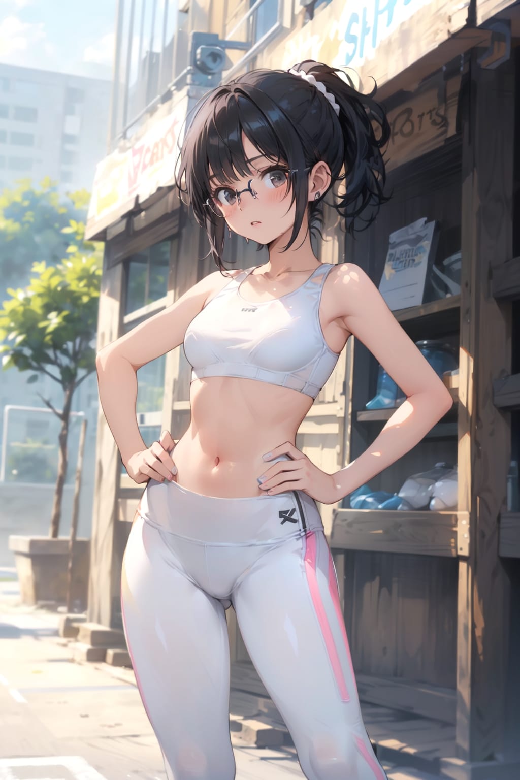 スポーツウェアの眼鏡っ娘