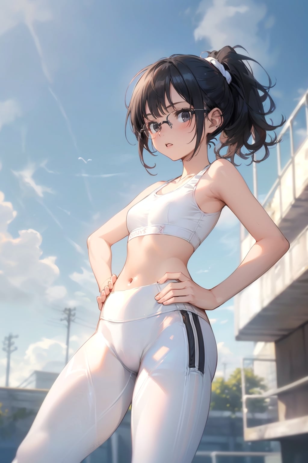 スポーツウェアの眼鏡っ娘