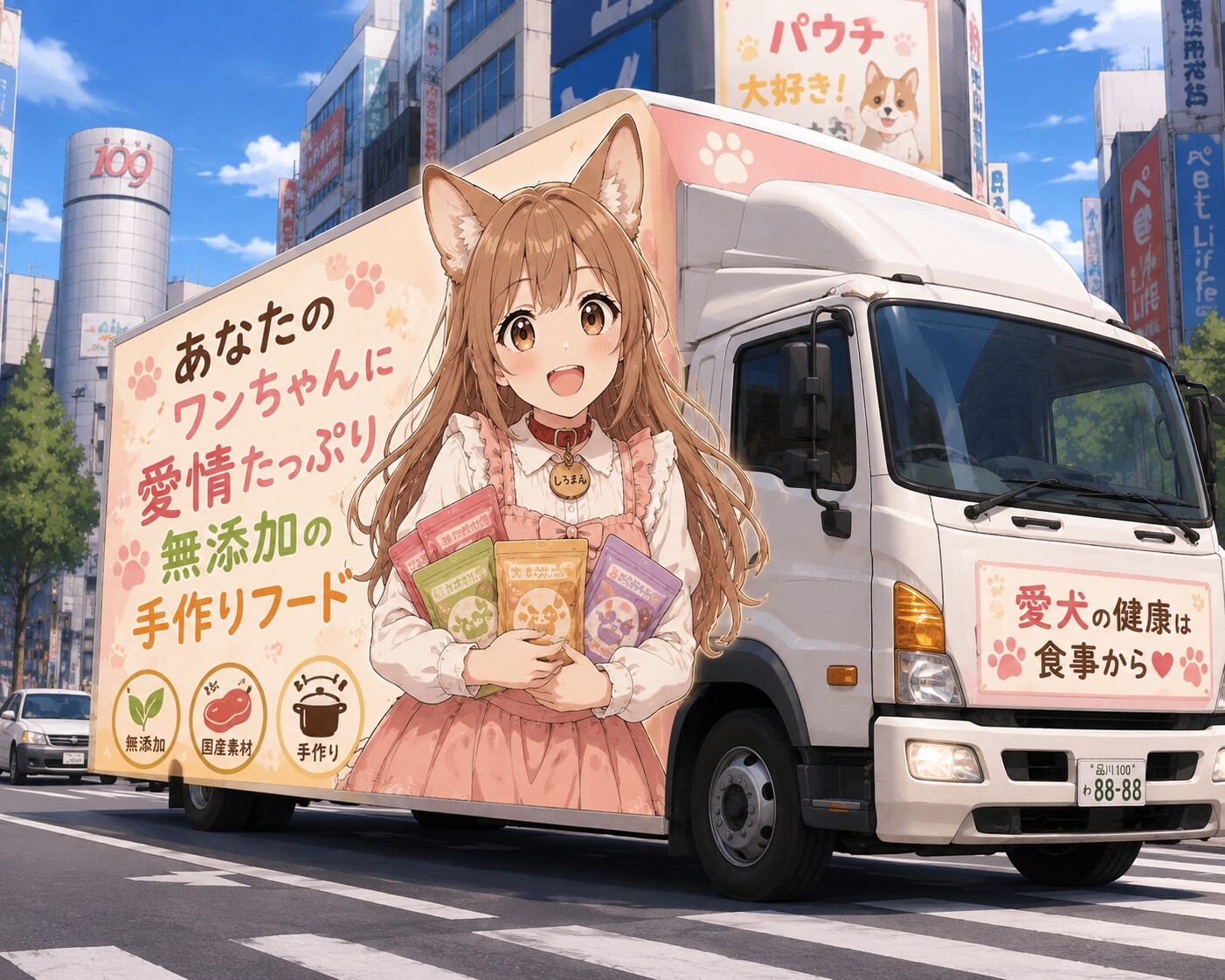アドトラックの広告に出演するしろまる