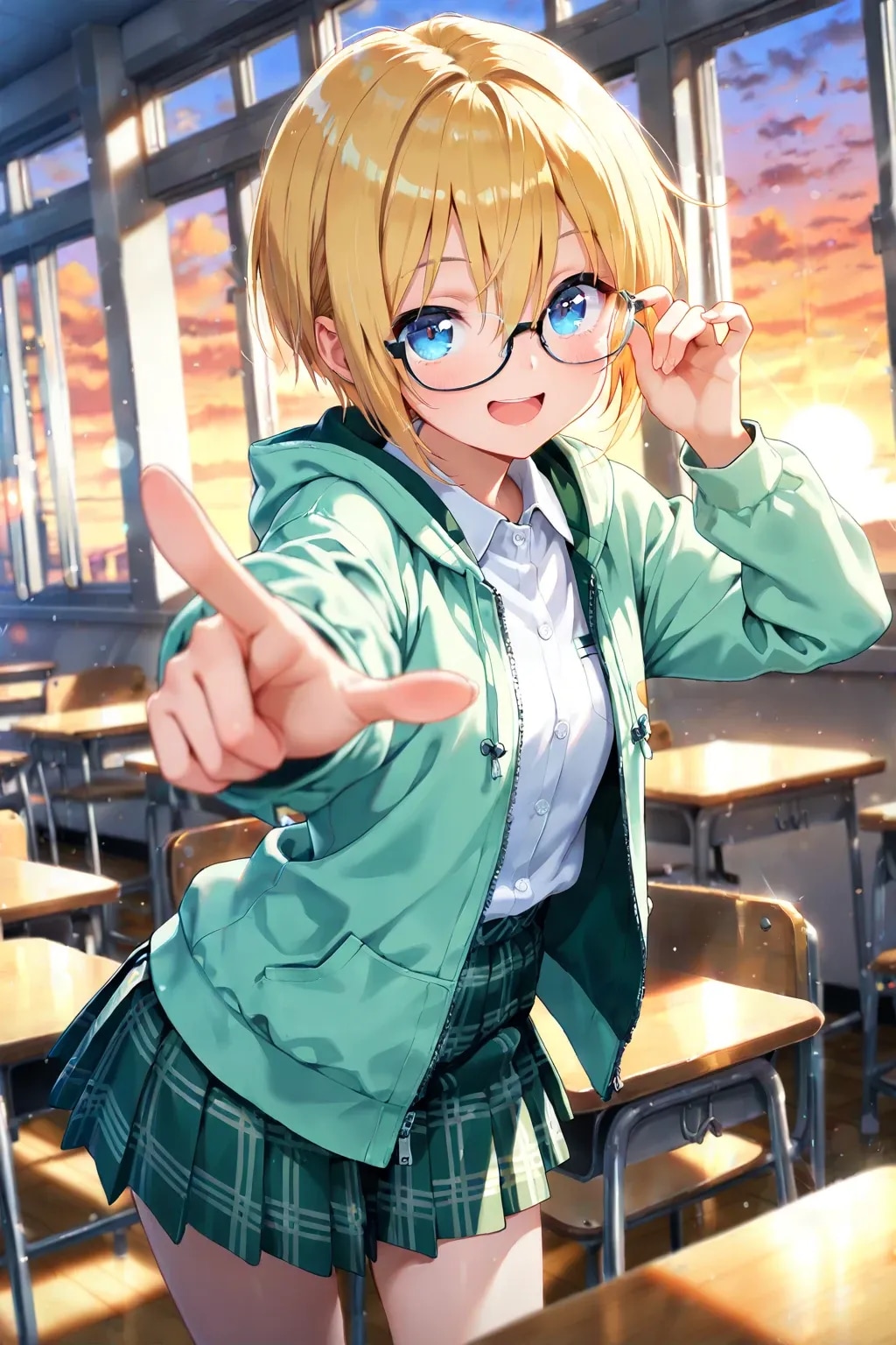 夕方の教室でドーナツを食べる