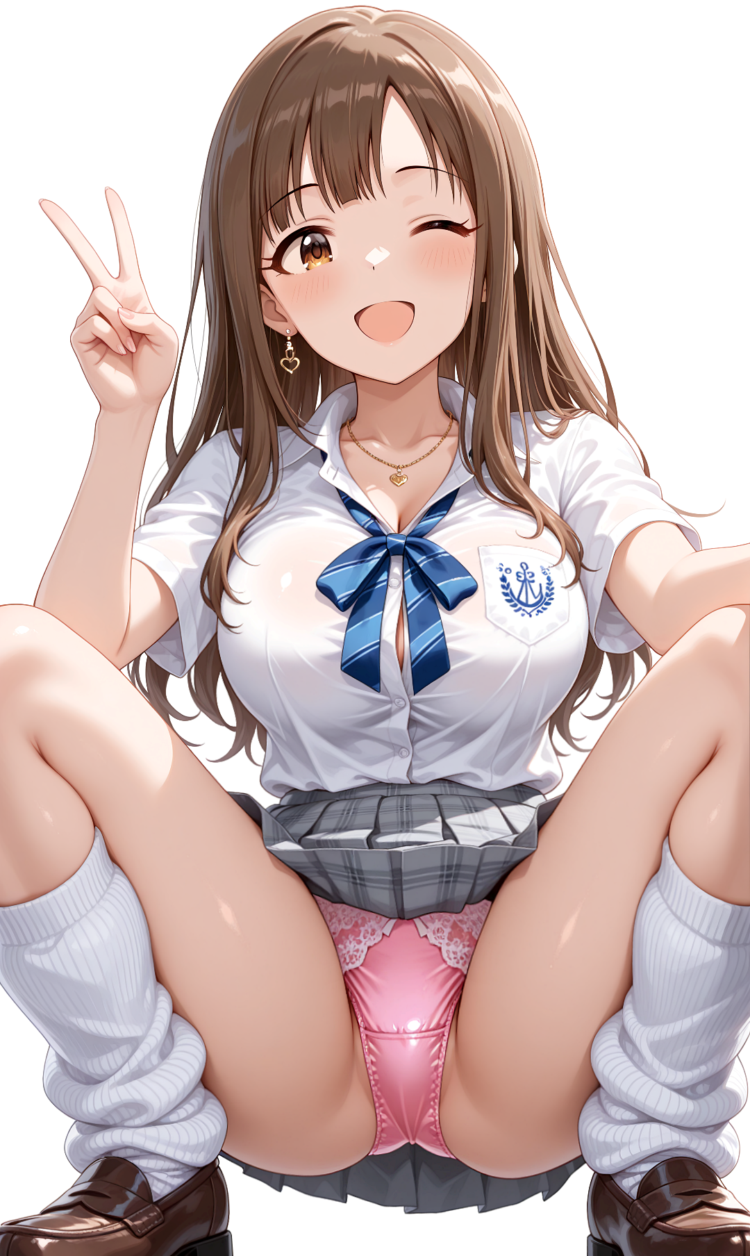 ゆかりのギャル制服七色のしゃがみ光沢パンチラ