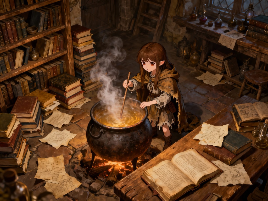 Seedream 4.0お試し、錬金術師の少女