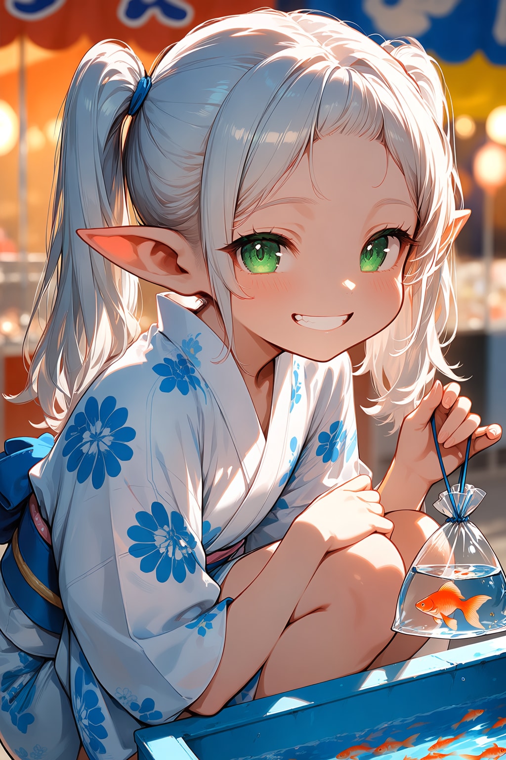 夏祭りで金魚をゲットしたソフィアちゃん