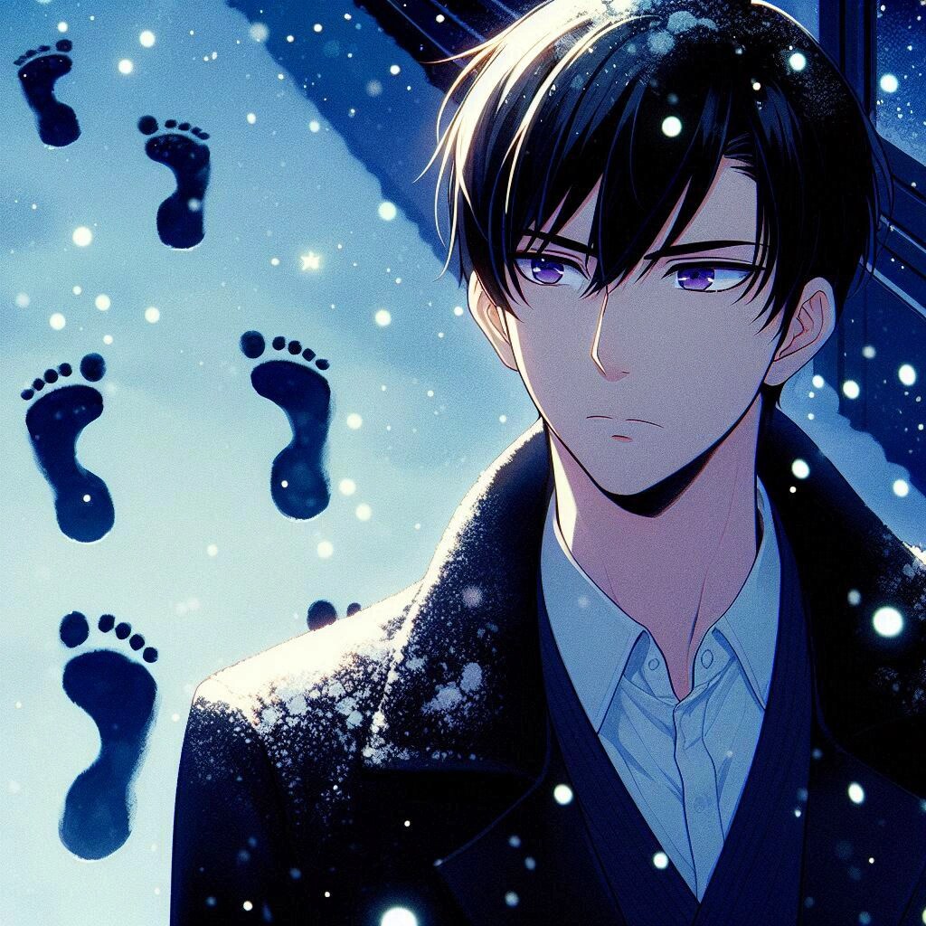 足跡と黒髪短髪男性…！その1(10枚)