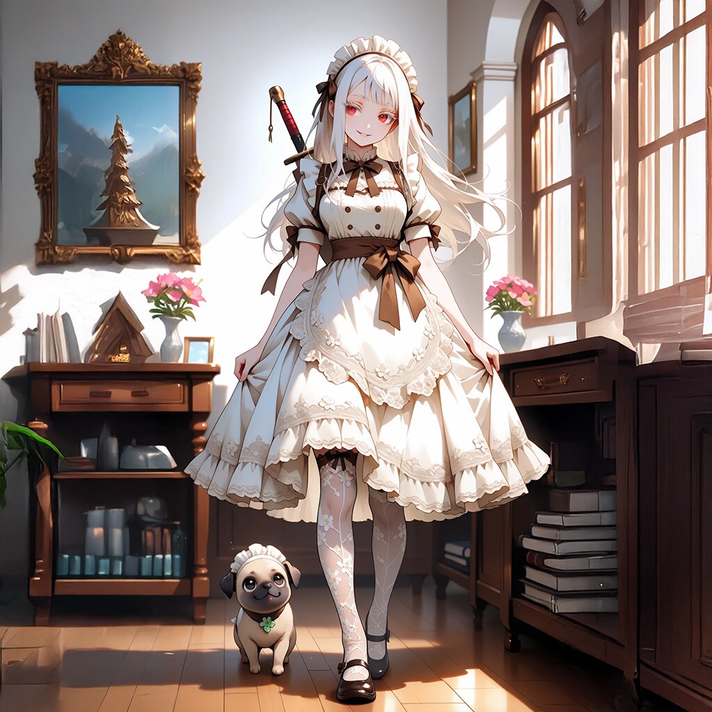 パグとメイドと勇者の剣（新しいうちの子） | の人気AIイラスト・グラビア