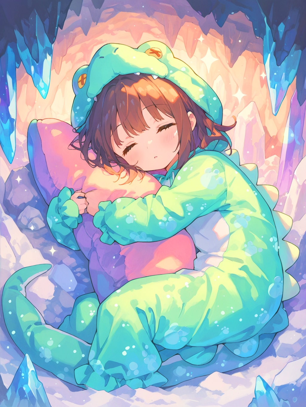 冬眠トカゲ娘 in 水晶洞窟